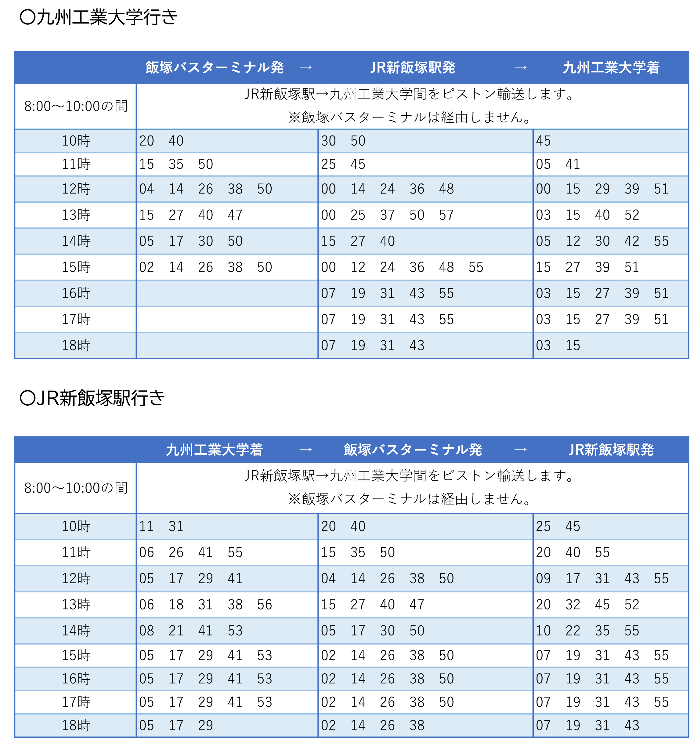 スクールバス時刻表（特別ダイヤ）7/13～7/14